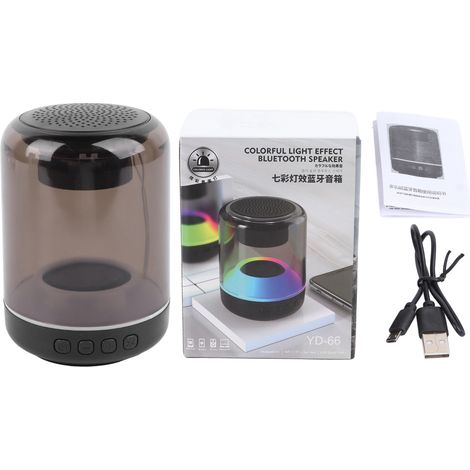 Enceinte Bluetooth Portable Mini, Puissant Bass, Lumière Colorée, Étanche pour Intérieur et Extérieur, Noir (1/5)