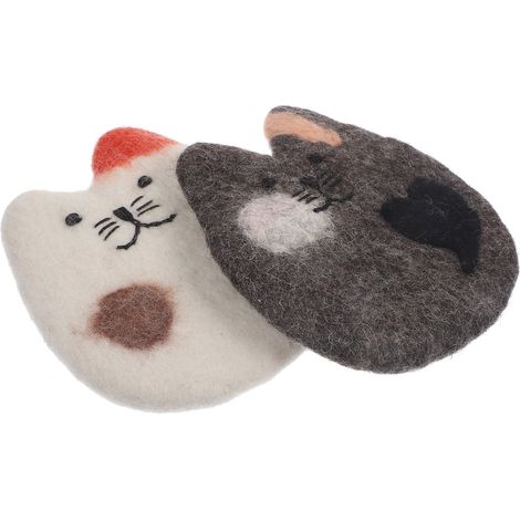 Décoration de bureau en 2 pièces - chat blanc en forme de cœur + chat gris foncé en forme de cœur