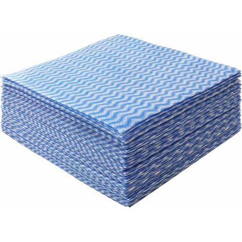 Wiederverwendbare blaue Waschbecken und Einwegtücher, 100er-Set. Strapazierfähig und saugfähig, für Küche, Bad, Auto und mehr. (1/4)