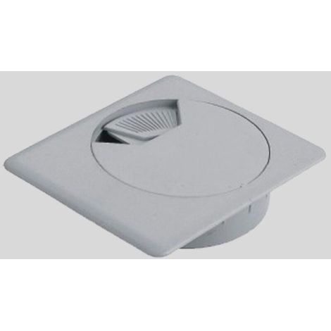 2x Passe câble carré 73 x 73mm encastrable diamètre 60mm Bureau Table Fil Cordon Prise Ordinateur Ecran Cache Rangement Accessoire Ameublement, en plastique gris argent