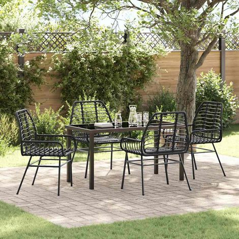 Conjunto de Comedor de Jardín 5 pcs Negro ratán sintético vidaXL (1/5)