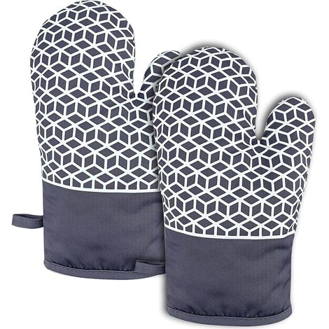 Gants de cuisine, gants de cuisine résistants à la chaleur jusqu'à 260 °C (500 °F), gants de cuisine avec motif antidérapant en silicone, gants de cuisine pour barbecue, pâtisserie et cuisine. (1/5)