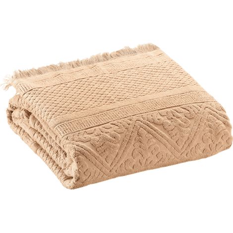 VIVARAISE - Drap de bain Vivaraise Zoé - 100% Coton, 100 x 180 cm, couleur Poudre