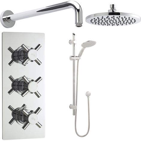 Hudson Reed Kristal Triple Concealed Mixer Shower with Standard Shower Kit and Fixed Head (1/5)