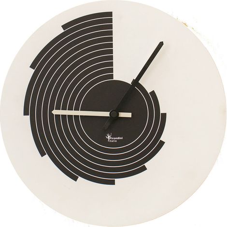 Orologio da Parete Rotondo 34Cm Pirondini Italia Aurea Bianco Fondo Nero