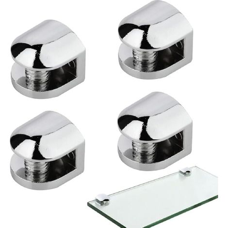 Glashalterung, verstellbare Glashalterung, Wandspiegelhalterung, 4-teiliges Set Glasregalhalterungen, Spiegelbefestigungsklemmen, Glastrennwandhalterung, geeignet für Glasstärken von 5-8 mm (1/4)