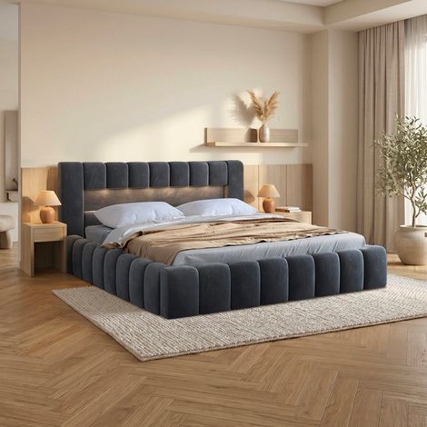 Bett mit Bettkasten 180x200cm Grau (1/5)