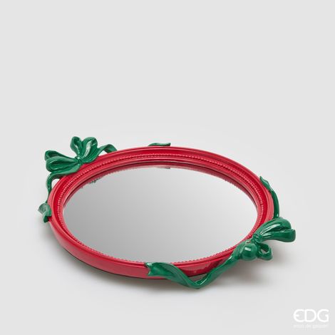 EDG Enzo De Gasperi Vassoio Decorativo Ovale con Fiocchi 37 cm Rosso Mix – Decorazione Natalizia (1/2)