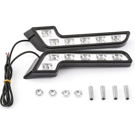 Feux de Jour DC 12 V 2 Pièces 12 V en Forme de L Lampe de Conduite Feux de Jour Antibrouillard Durable étanche Accessoires de Voiture.