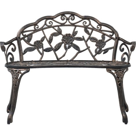Vidaxl – Banc de jardin 100 cm en aluminium coulé – Couleur bronze – 2 places – Résistant aux intempéries – Idéal pour patios et jardins
