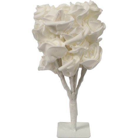 Albero di rose decorativo a LED per interni - 26 cm, bianco, alimentato da 3 batterie AA (1/4)