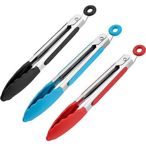 Pinces De Service - Acier Inoxydable Épais - Embouts En Silicone Alimentaire - Résistantes À La Chaleur - Pour Cuisine Intérieure Et Extérieure - Lot De 2 (1/5)
