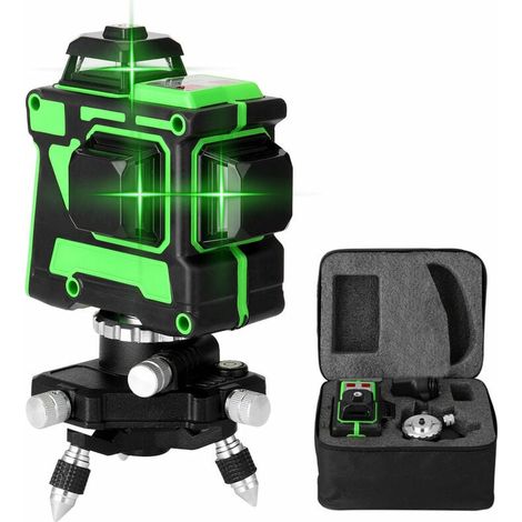 Kit livella laser 3D a 12 linee, staffa triangolare, piastra in ferro, alimentatore, custodia, manuale (spina UE, staffa a parete non inclusa) (1/5)
