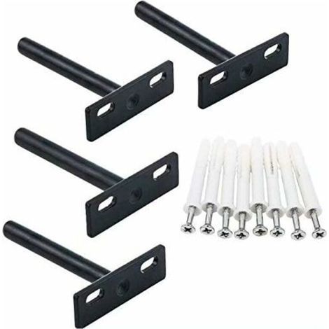 Supports Étagères Flottante Fixation Etagere 4 pièces10mm Etagere Murale Fixation Invisible Supports D'étagères Cachés avec 8pcs Vis et 8pcs Tube d'expansion (1/4)