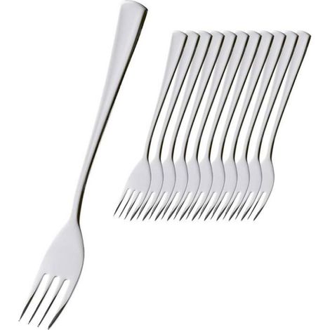 Fourchette De Table - Acier Inoxydable - 18.5 cm - Pour Steak Et Repas - Lot De 10 Pièces