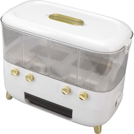 Boîte de conservation alimentaire blanche, récipient à riz transparent et hermétique, boîte à céréales, seau 5000 ml, 4 compartiments (1/5)