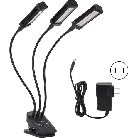 Lampe de culture LED 3 têtes 360° réglable avec minuterie pour plantes, serre, bureau 100-240V Noir prise US (1/5)