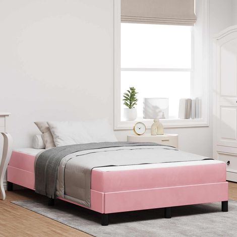 Lit à ressorts avec matelas Rose 120 x 190 cm tissu (1/5)