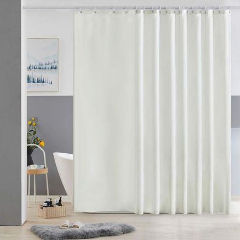 Rideau de Douche Beige Tissu Lavable en Polyester Anti Moisissure Imperméable Rideau de Douche avec 6 Crochets 100x200cm pour Petite Salle de Bain (1/5)