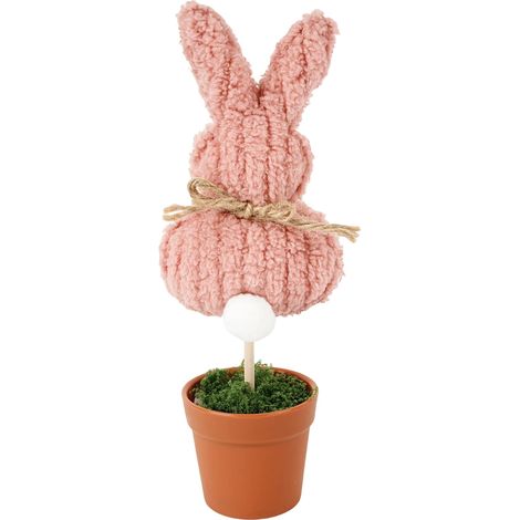 Lapin De Pâques - Topiaire En Pot - Tissu Sherpa Doux - 25 Cm - Décor De Printemps Pour Intérieur - 1 Pièce (1/5)