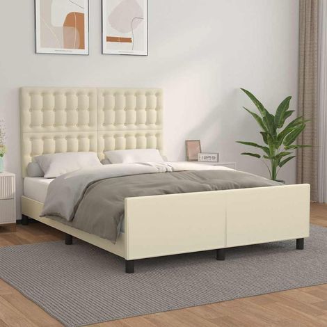 Cadre de lit sans matelas,Structure de lit,Lit Adulte crème 140x190 cm similicuir 157010 (1/5)