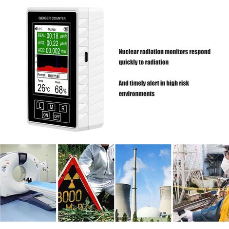 Détecteur de rayonnement nucléaire XR1 Pro à compteur Geiger, technologie de détection GM, détecteur à billes, dosimètre à rayons X β-γ, affichage avec fonction de détection de la température et de l' (1/5)