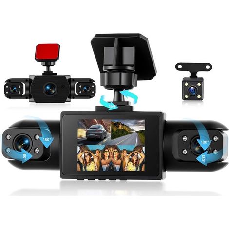 Integrierte 360°-Innenkamera vorne und hinten – 4 Kanäle – 1080p-Dashcam – 2"-IPS-Dashcam (1/2)