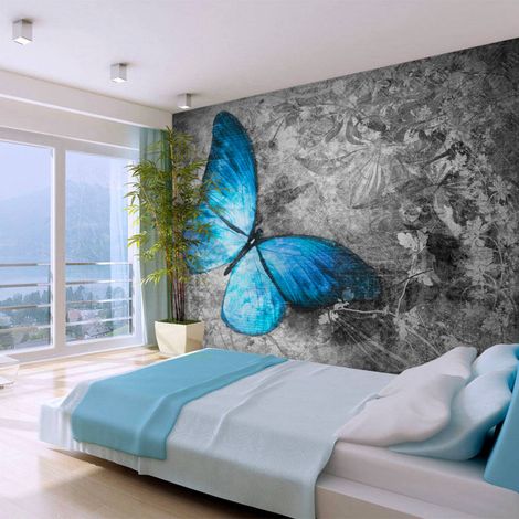 Papier peint papillon bleu - 400 x 309 cm (1/4)