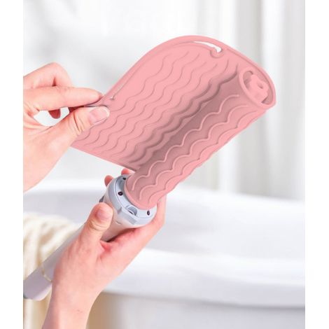 Tapis thermique en silicone résistant aux hautes températures — Tapis anti-brûlure pour fers à boucler et lisseurs — Tapis de rangement suspendable (Rose pâle)