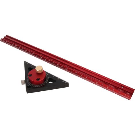 Règle de perçage pour le travail du bois, en alliage d'aluminium, avec marquage de positionnement et rotation à 360°, 300 mm (1/5)