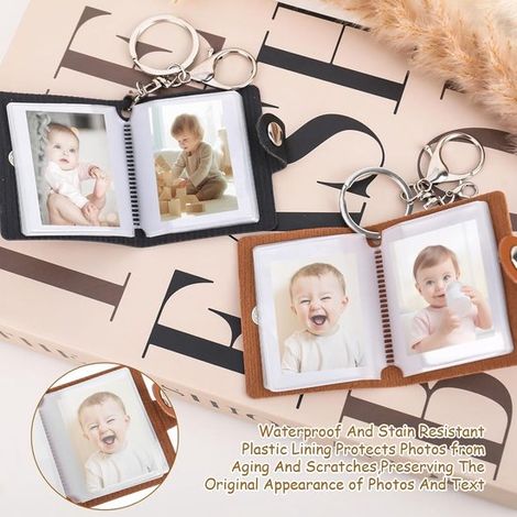4 pezzi - Mini album fotografico - Per foto da 2 pollici - 20 cartelline portafoto fatte a mano - Con portachiavi - Per foto, cartoline fotografiche e fototessere (1/4)