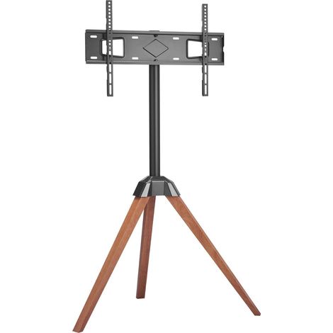 Support TV trépied pour téléviseurs 40-65 pouces jusqu'à 45 kg avec rotation 45,7 cm, pieds en chêne, compatible VESA 600x400 mm (1/5)