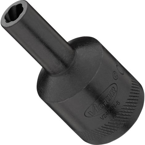 VIGOR Spiralnutenausdreher-Einsatz, 1/2 (12,5 mm) Vierkant hohl, Außen Schraubenausdreher Profil, SW 6 mm (1/3)