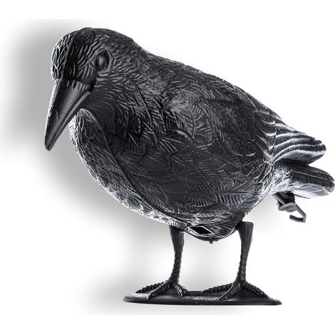 Épouvantail anti-oiseau en forme de corbeau 13x48x20cm, Corbeau Noir en Plastique-Epouvantail et effaroucheur