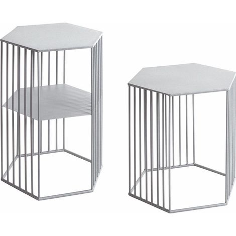 Lot de 2 Tables d'Appoint Design "Violetta" 55cm Gris (1/2)