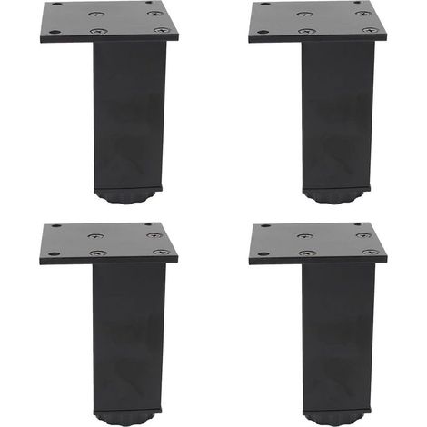 Pieds de meubles carrés, noirs, 6,86,810 cm, 4 pieds réglables en alliage d'aluminium, pieds de canapé. (1/4)