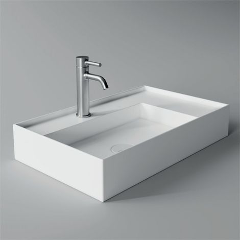 Lavabo Hide appoggio cm. 65x40 rettangolare in ceramica bianco di