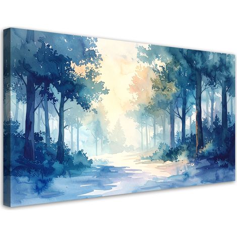 Bilder Nebelverhangener Wald Pastell Landschaft Natur im skandinavischen Stil 120x60 (1/5)