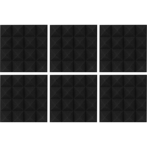6 panneaux acoustiques en mousse insonorisante noire, forme pyramide, pour studio, absorption sonore, lot de 6. (1/5)