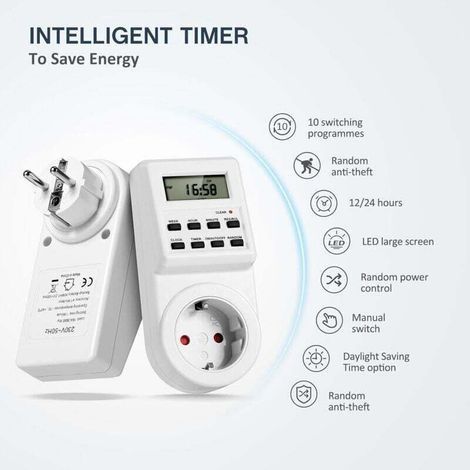 Programmierbarer Steckdosen- und Digitalsteckdosen-Adapter, programmierbare Steckdose mit Wechsel- und Wiederholungszyklus, Steckdose mit Countdown-Timer, Steckdose mit programmierbarem Timer und LCD- (1/3)