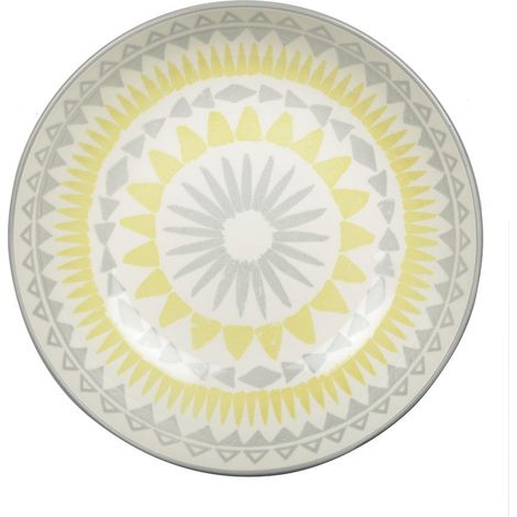 Assiette creuse ronde en céramique jaune à motifs pour la table 20,3 x 11,2 x 5 cm - PANGIVO (1/4)