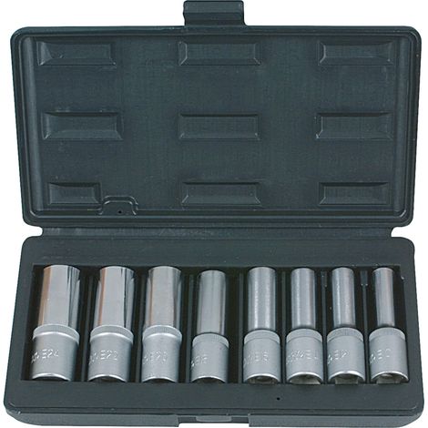 KS Tools - Coffret de 8 douilles TORX®, L.75 mm - 1/2'' - E10 à E24 - 922.1387