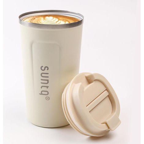 SUNTQ Kaffeebecher to go Edelstahl Thermobecher Doppelwand 380ml (1/5)