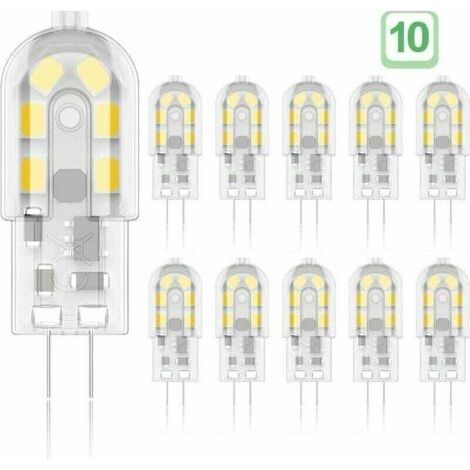 Ampoule LED G4 2W 20W Equivalent Ampoules Halogènes Blanc Chaud 3000K 200lm 12 x SMD 12V AC/DC - Lot de 10 [Classe énergétique A+] (1/4)