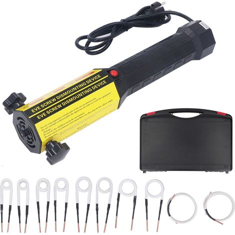 Chauffeuse à induction électromagnétique portative 10 embouts, dévisseuse à induction pour vis rouillées, éclairage LED intégré, prise UE 220V 5A, outil de desserrage de boulons (1/5)