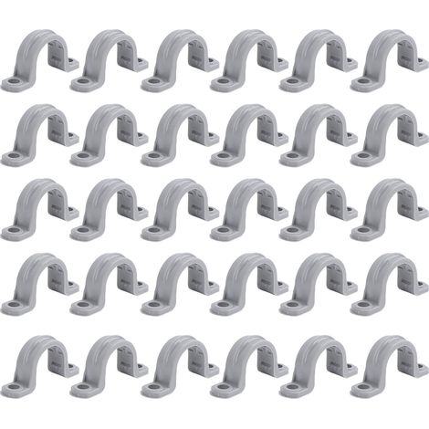 Lot de 30 colliers de serrage pour gaines électriques, 2 trous, support en U flexible en PVC, pour téléphonie, CVC, réfrigération et éclairage, 1 pouce (1/5)