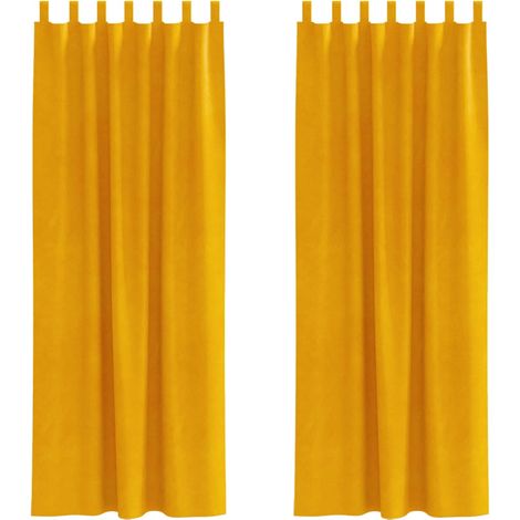 Rideaux occultants 2 pcs Jaune moutarde 140 x 260 cm Velours