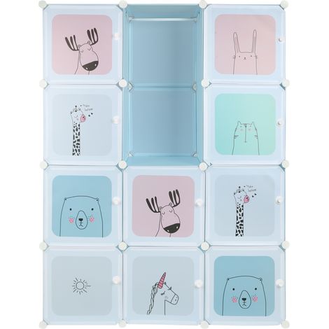 Haloyo Étagère 12 Cubes Rangement Penderie Armoire, Plastique, 110 x 145 x 37 cm,blu (1/5)