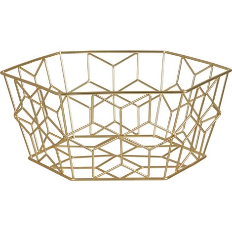 Premier Housewares Contour Matte Gold Fruit Basket Metal Wire Fruit Baskets for Kitchen Countertop Fruit Display And Storage w28 x d28 x h13cm (1/5)