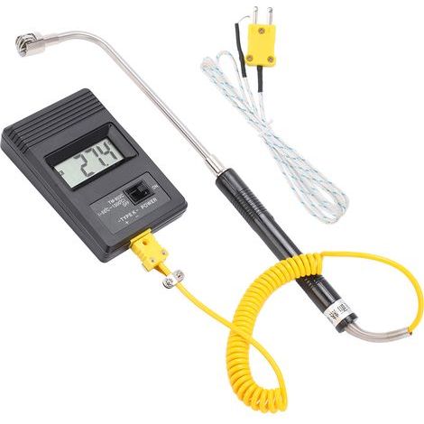 Tm902c Thermomètre à capteur numérique à affichage LCD industriel avec thermocouple de surface à tige incurvée 50500℃ (1/5)